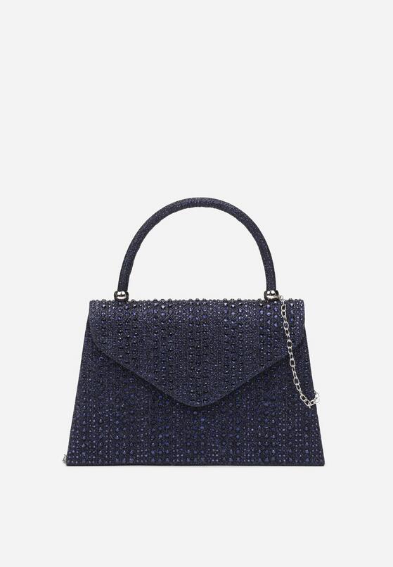 Granatowa Torebka Mała Brokatowa z Cyrkoniami Kamea 1