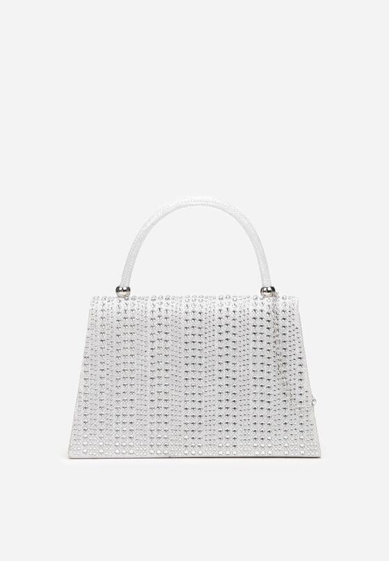 Biała Torebka Mała Brokatowa z Cyrkoniami Kamea 2