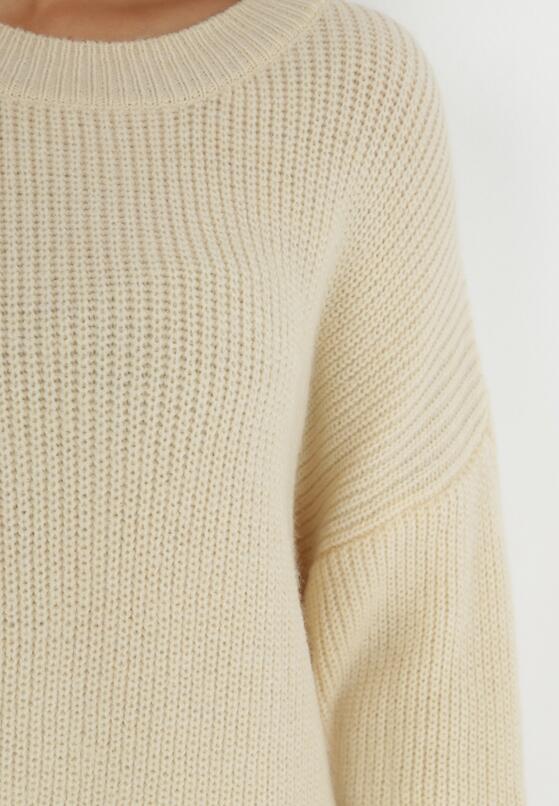 Beżowy Sweter Oversize z Okrągłym Dekoltem Ravo 5