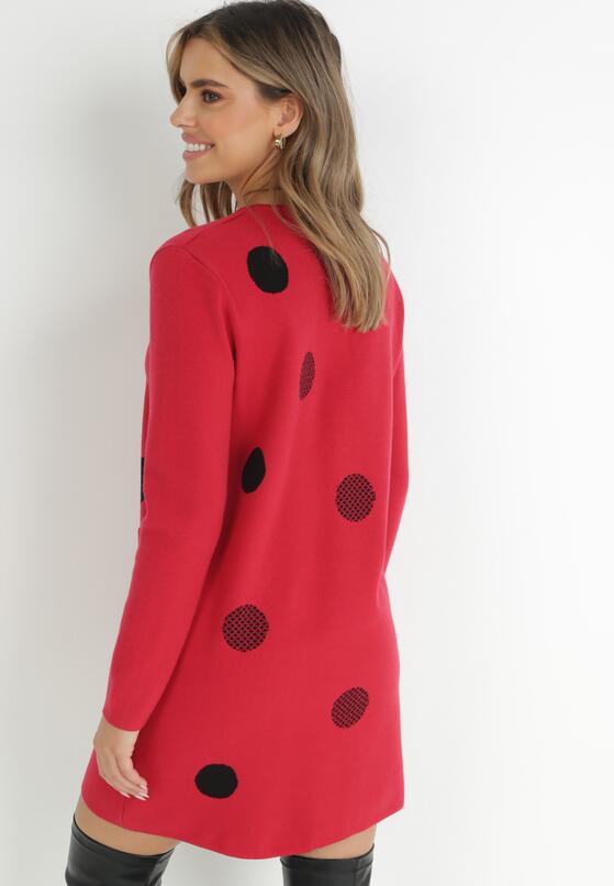 Czerwona Tunika Oversize w Kropki Baci 3