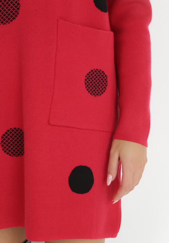 Czerwona Tunika Oversize w Kropki Baci 5