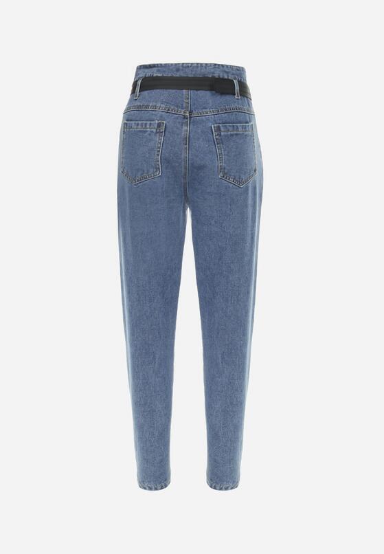 Niebieskie Jeansy Mom Fit z Paskiem i Saszetką Atali 7