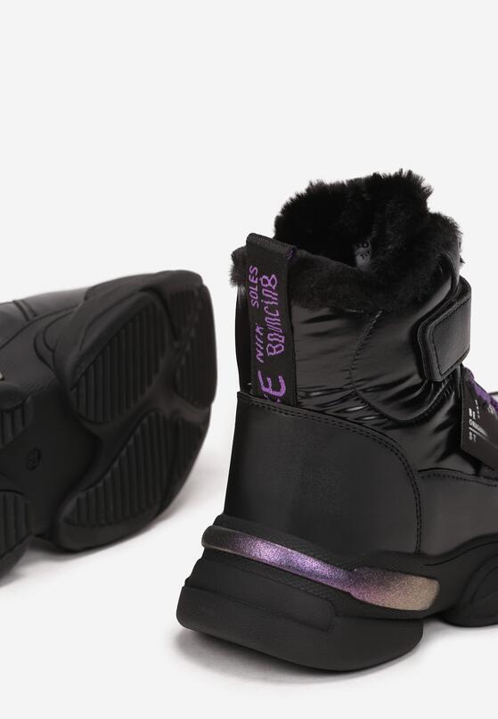 Czarno-Fioletowe Śniegowce na Grubej Podeszwie Mevna 3