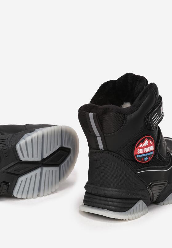 Czarne Śniegowce na Grubej Podeszwie z Naszywkami Dusla 3