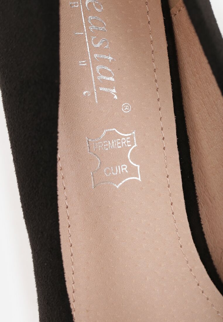 Czarne Czółenka na Wysokim Słupku ze Skórzaną Wkładką Nisho 8