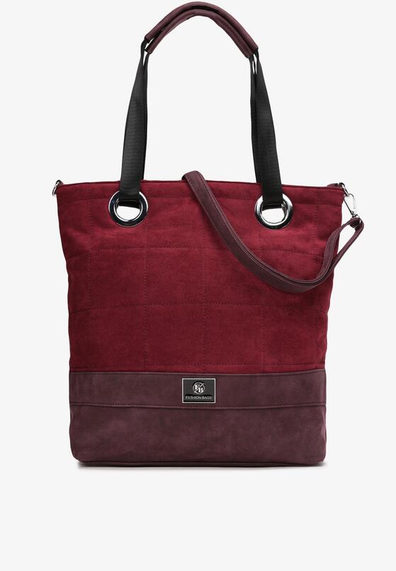 Bordowa Torebka Shopper z Pikowaniem Frideen 1