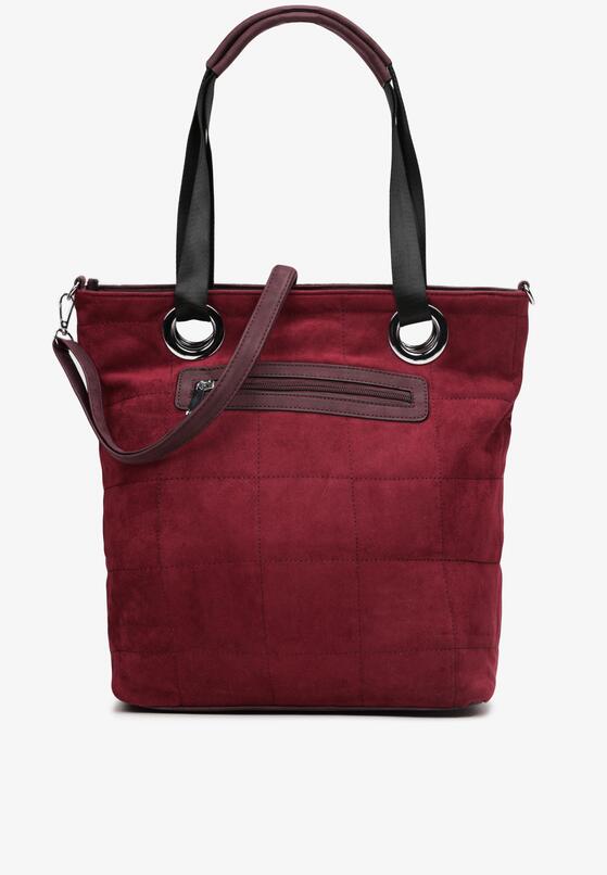 Bordowa Torebka Shopper z Pikowaniem Frideen 2