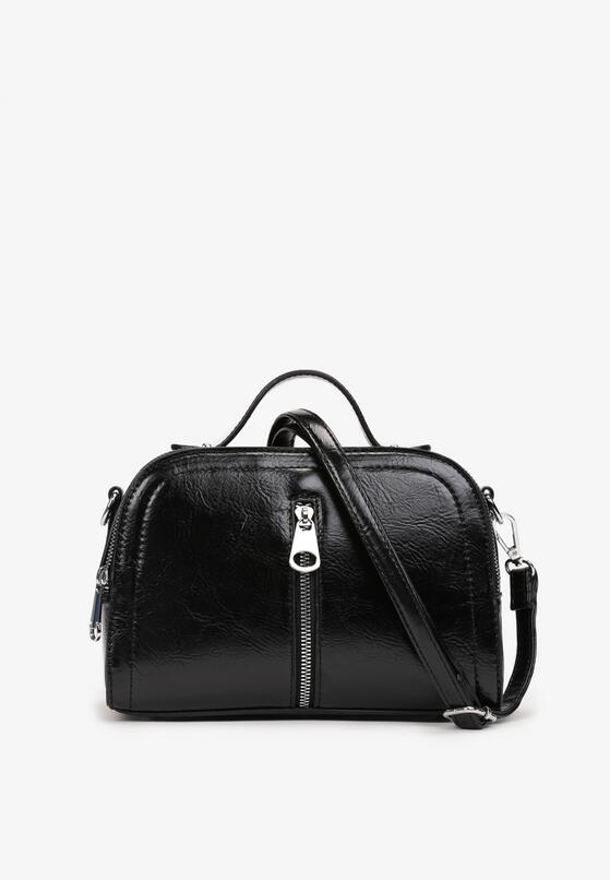 Czarna Dwukomorowa Torebka z Dekoracyjnym Suwakiem Hezeze 1