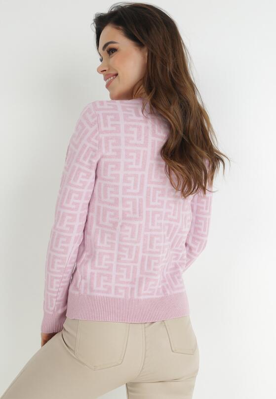 Różowy Sweter w Geometryczny Wzór Chliphe 3