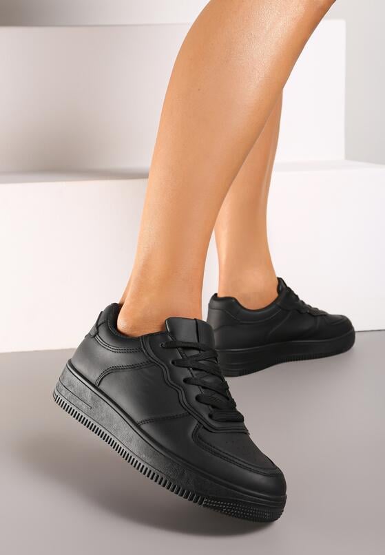 Czarne Sneakersy Sznurowane Finos 2