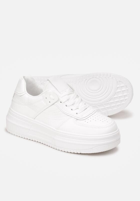 Białe Sneakersy Sznurowane na Grubej Podeszwie Vemnan 4