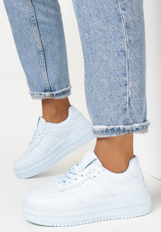 Niebieskie Sneakersy Sznurowane na Grubej Podeszwie Vemnan 1