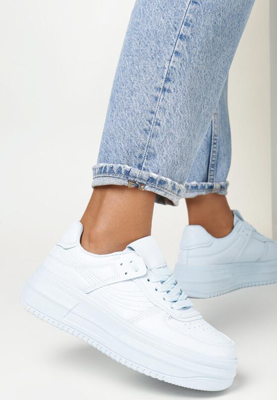 Niebieskie Sneakersy Sznurowane na Grubej Podeszwie Vemnan 2