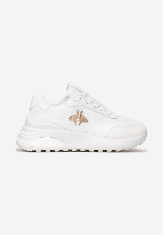 Białe Sneakersy Brokatowe na Grubej Podeszwie  Naono 3
