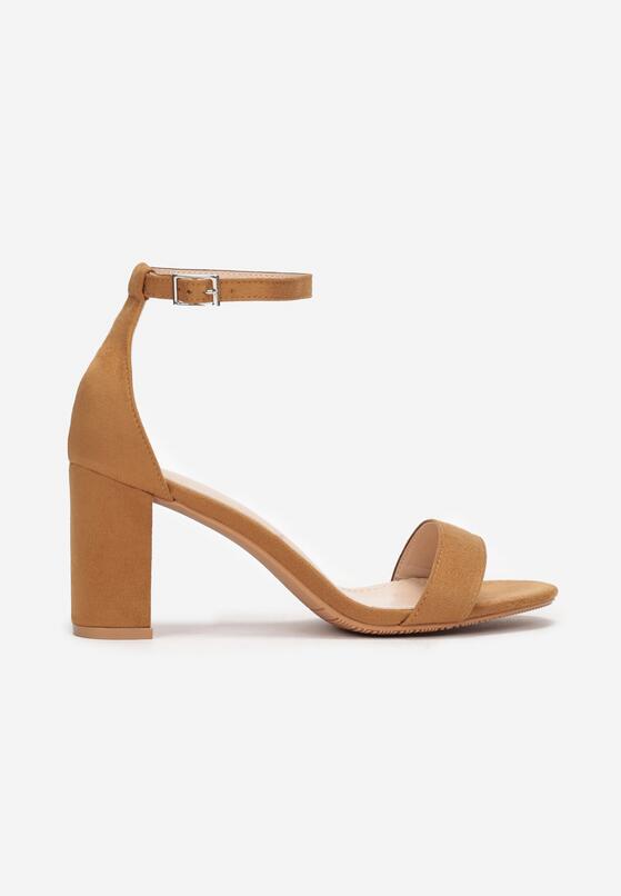 Brązowe Sandały na Słupku Ze Sprzączką Lanleh 3