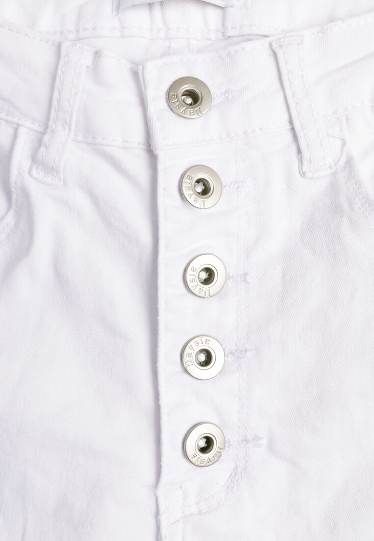 Białe Jeansy Skinny na Guziki Arru 8