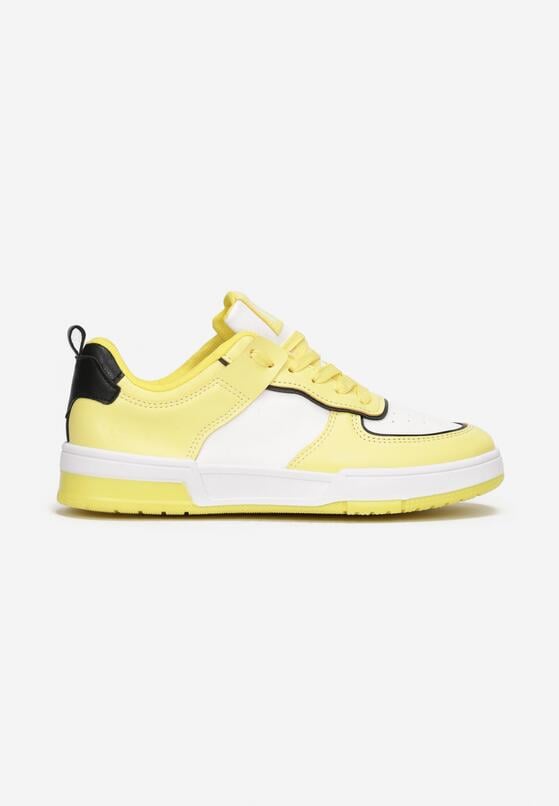 Żółte Sneakersy z Imitacji Skóry Zdobione Wstawkami Naini 3