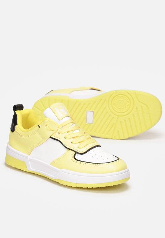 Żółte Sneakersy z Imitacji Skóry Zdobione Wstawkami Naini 4