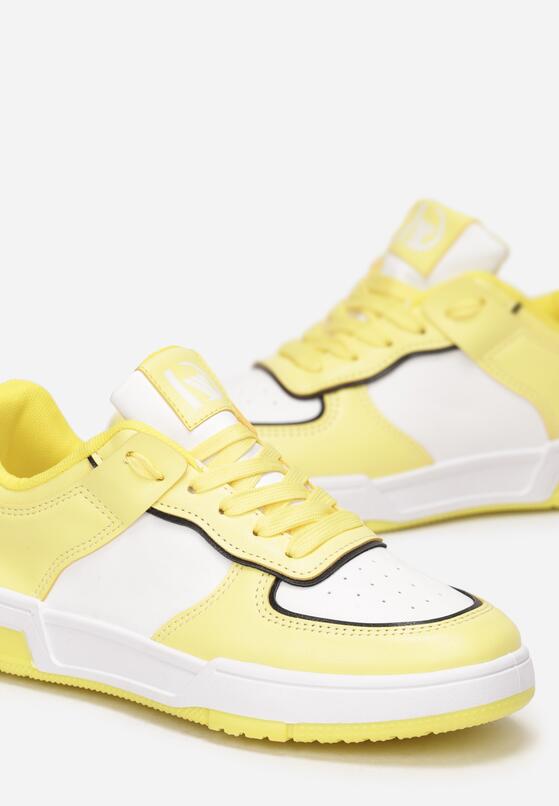 Żółte Sneakersy z Imitacji Skóry Zdobione Wstawkami Naini 5