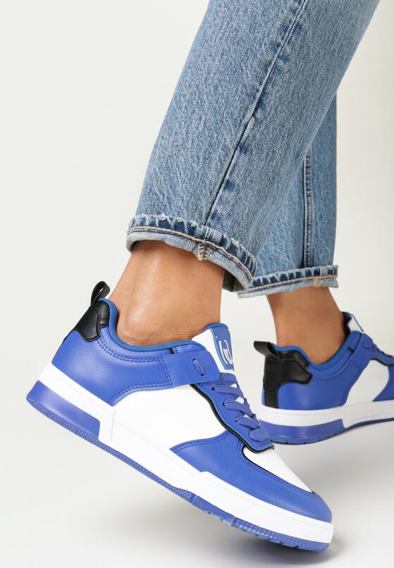 Granatowe Sneakersy z Imitacji Skóry Zdobione Wstawkami Naini 2