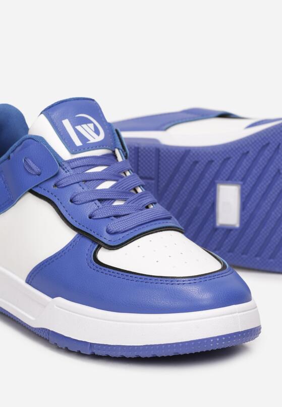 Granatowe Sneakersy z Imitacji Skóry Zdobione Wstawkami Naini 5