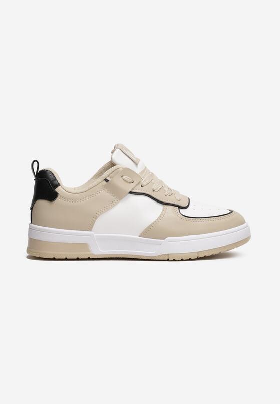 Beżowe Sneakersy z Imitacji Skóry Zdobione Wstawkami Naini 3