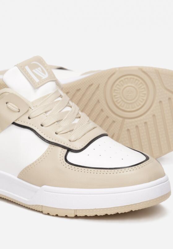 Beżowe Sneakersy z Imitacji Skóry Zdobione Wstawkami Naini 5