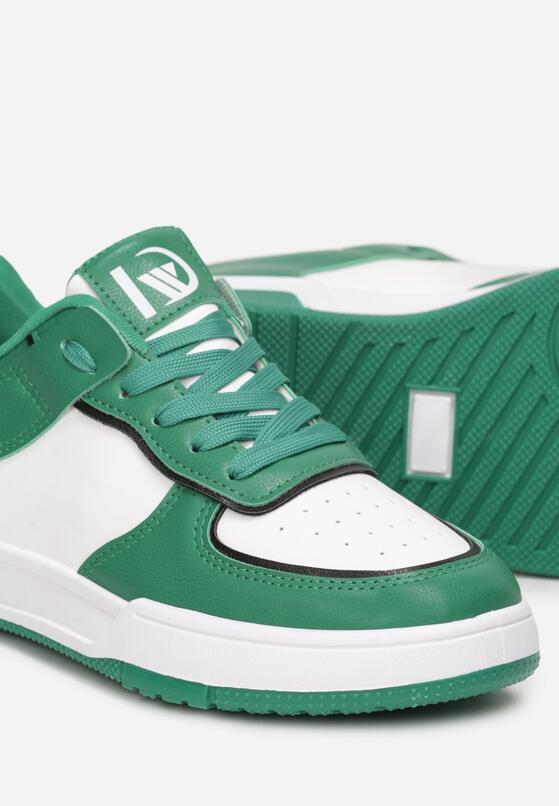 Zielone Sneakersy z Imitacji Skóry Zdobione Wstawkami Naini 5