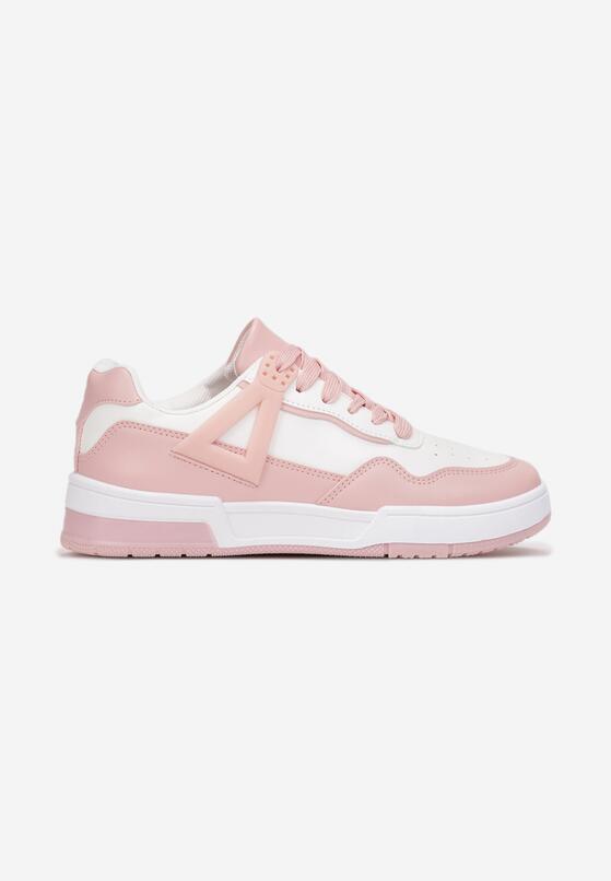 Biało-Różowe Sneakersy ze Wstawkami i Perforacją na Nosku Linis 3