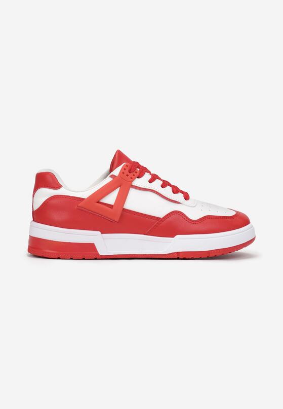 Biało-Czerwone Sneakersy ze Wstawkami i Perforacją na Nosku Linis 3