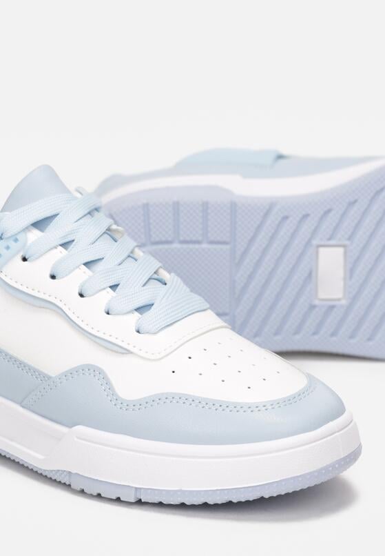 Niebieskie Sneakersy ze Wstawkami i Perforacją na Nosku Linis 5