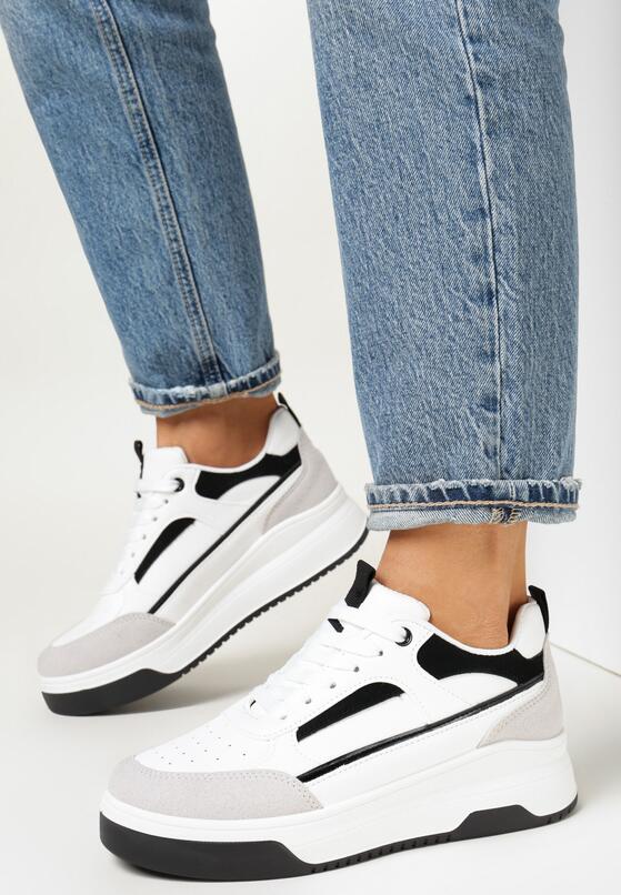 Biało-Czarne Sneakersy na Grubej Podeszwie Nadin 2