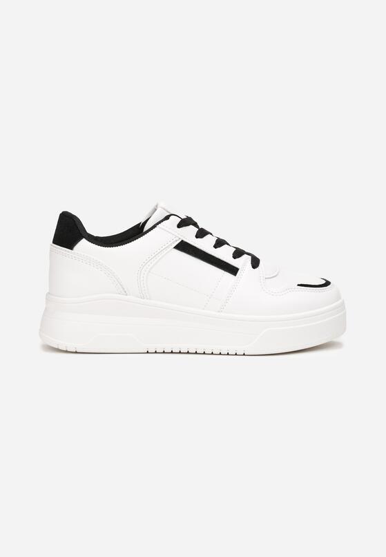 Biało-Czarne Sneakersy Sznurowane na Grubej Podeszwie Meandedi 3