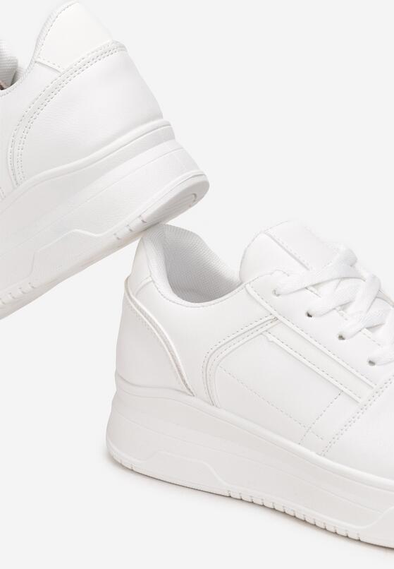 Białe Sneakersy Sznurowane na Grubej Podeszwie Meandedi 5
