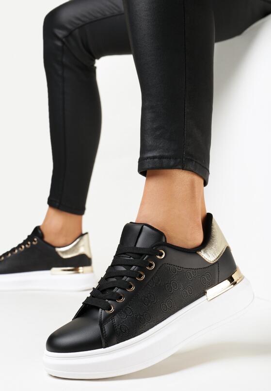 Czarne Sneakersy z Metalicznymi Wstawkami Zolana 1