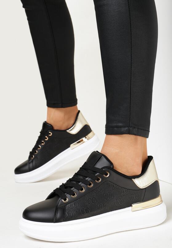 Czarne Sneakersy z Metalicznymi Wstawkami Zolana 2