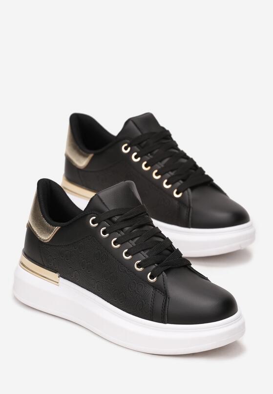 Czarne Sneakersy z Metalicznymi Wstawkami Zolana 4