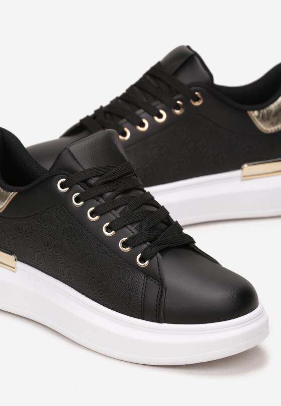 Czarne Sneakersy z Metalicznymi Wstawkami Zolana 5