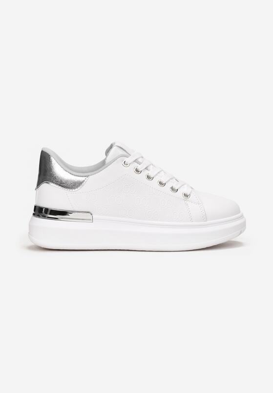Biało-Srebrne Sneakersy z Metalicznymi Wstawkami Zolana 3