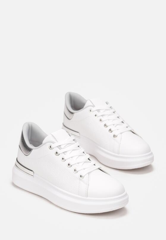 Biało-Srebrne Sneakersy z Metalicznymi Wstawkami Zolana 4