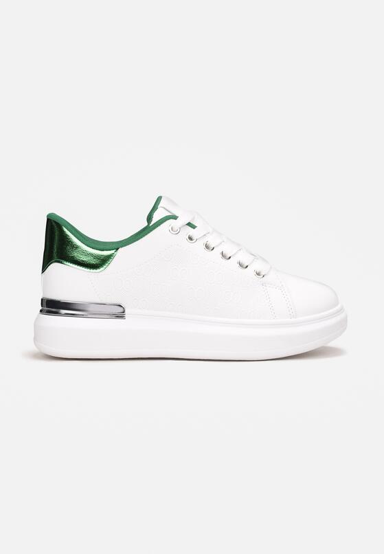 Biało-Zielone Sneakersy z Metalicznymi Wstawkami Zolana 3