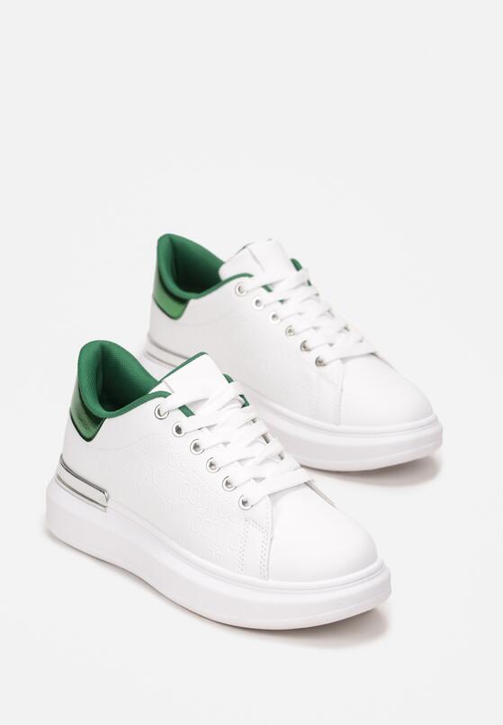 Biało-Zielone Sneakersy z Metalicznymi Wstawkami Zolana 4