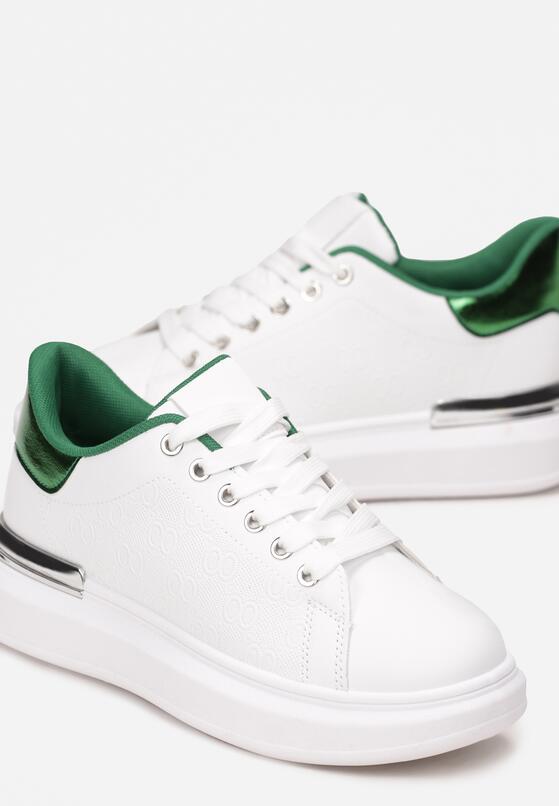 Biało-Zielone Sneakersy z Metalicznymi Wstawkami Zolana 5