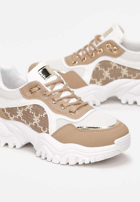 Biało-Beżowe Sneakersy na Grubej Podeszwie Violl 5