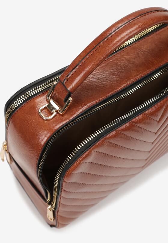 Brązowa Dwukomorowa Torebka ze Skośnym Pikowaniem Silja 3