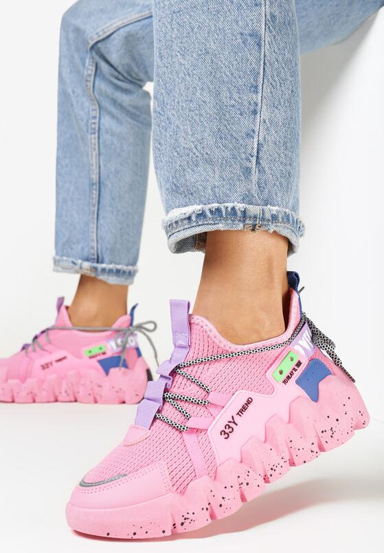 Fuksjowe Sneakersy na Grubej Podeszwie z Siateczkową Cholewką Sarahi 1