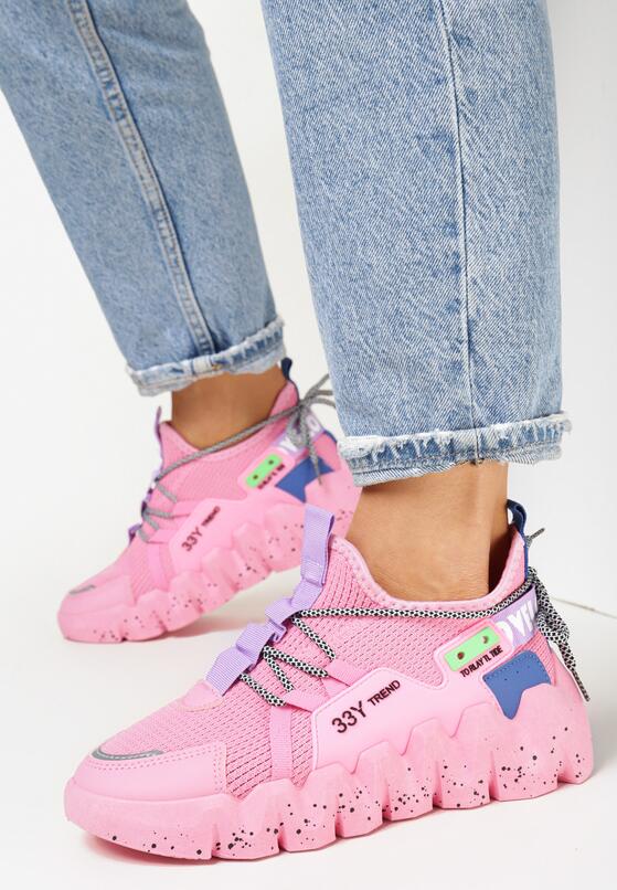 Fuksjowe Sneakersy na Grubej Podeszwie z Siateczkową Cholewką Sarahi 2