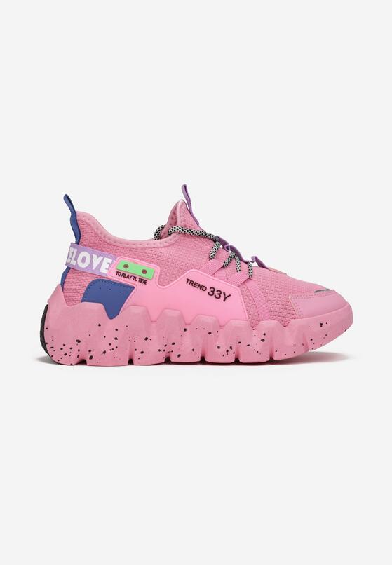 Fuksjowe Sneakersy na Grubej Podeszwie z Siateczkową Cholewką Sarahi 3