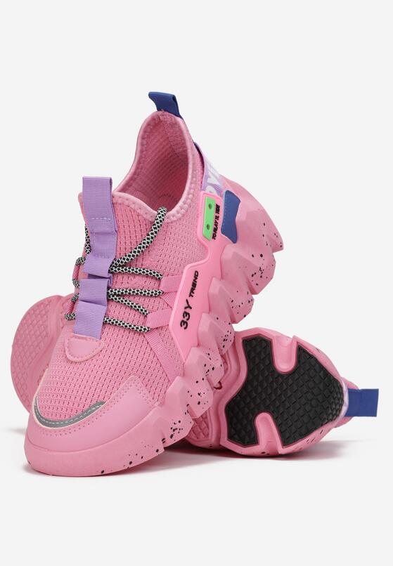 Fuksjowe Sneakersy na Grubej Podeszwie z Siateczkową Cholewką Sarahi 4