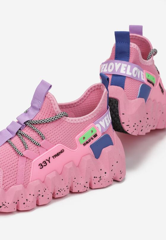 Fuksjowe Sneakersy na Grubej Podeszwie z Siateczkową Cholewką Sarahi 5